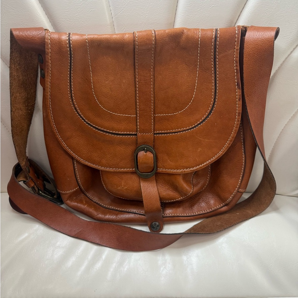 Patricia Nash Brown Crossbody Bag with Flap Closure and Adjustable Strap